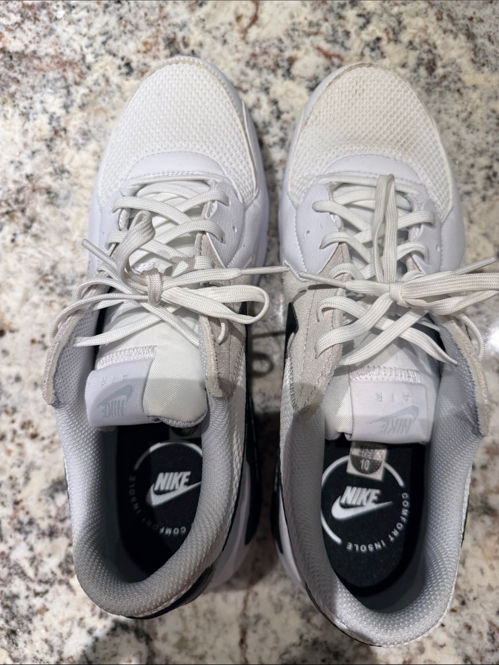 Nike Men's White Athletic Running Shoes with Black Logo